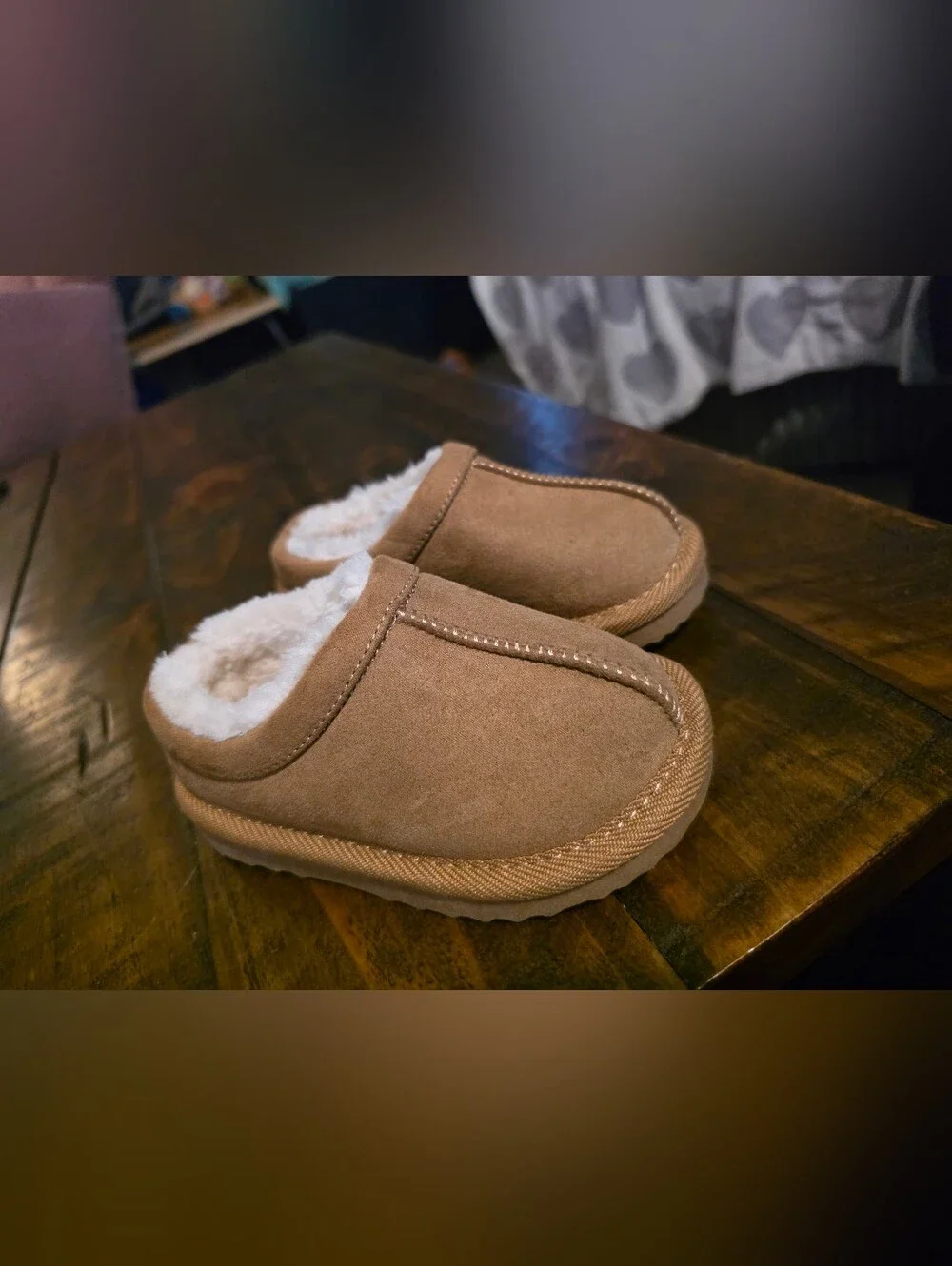 Target Kids Faux-Suede Plush Lined Slippers in Brown